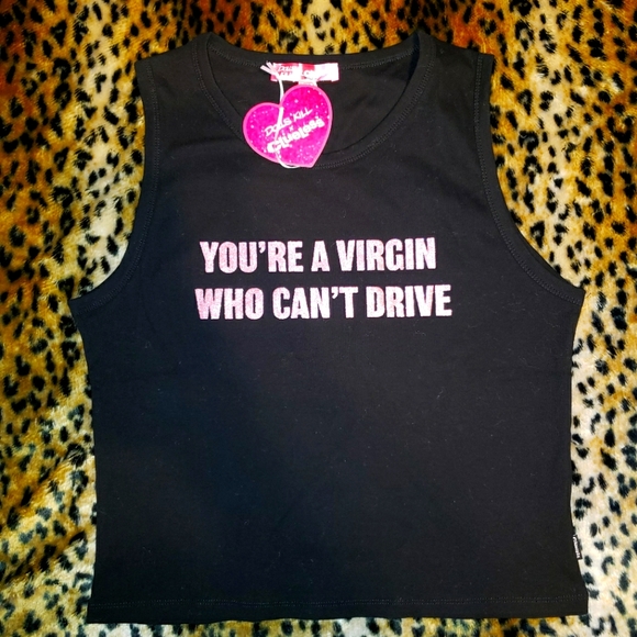 WAY HARSH VIRGIN WHO CAN'T DRIVE GRAPHIC TANK DOLLS KILL X CLUELESS 1X PLUS CHER - Picture 1 of 5